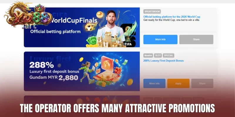 The operator offers many attractive promotions